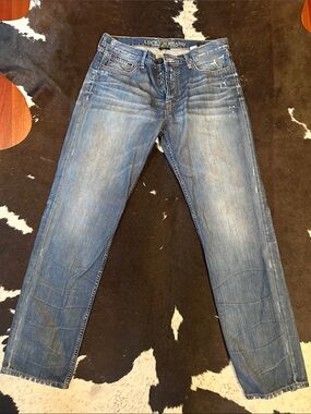 Lucky Brand Men's 221 Faded Distressed Blue Straight Jeans- 34x36